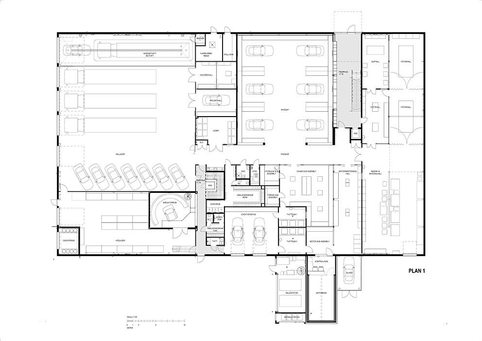 CYAN racing, Mölndal. Plan 1. Arkitektkontor Liljewall.