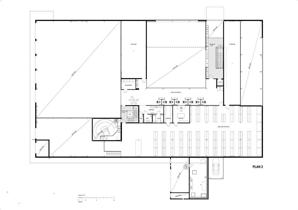 CYAN racing, Mölndal. Plan 2. Arkitektkontor Liljewall.