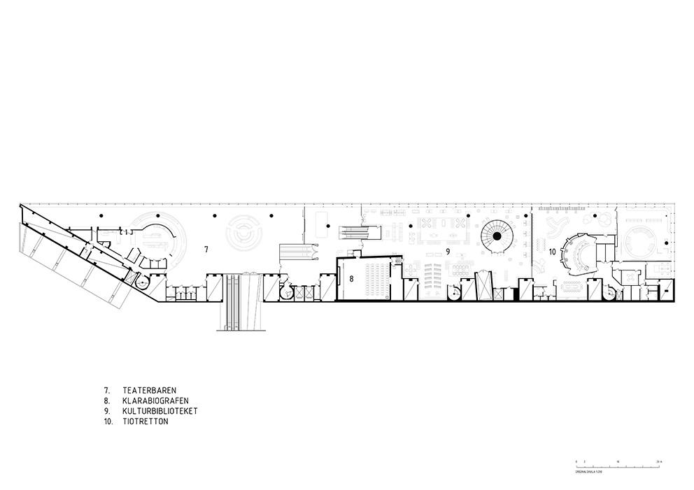 Kulturhusets ombyggnad i Stockholm. Plan 5. Ahrbom & Partner Arkitektkontor.