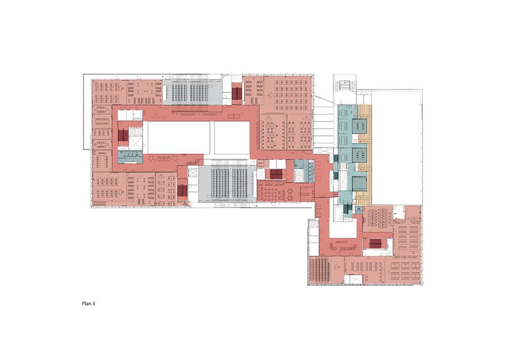 Mälardalens högskola, Campus, Eskilstuna. Plan 3. Arkitekt AIX Arkitekter.