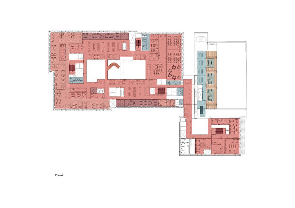 Mälardalens högskola, Campus, Eskilstuna. Plan 4. Arkitekt AIX Arkitekter.