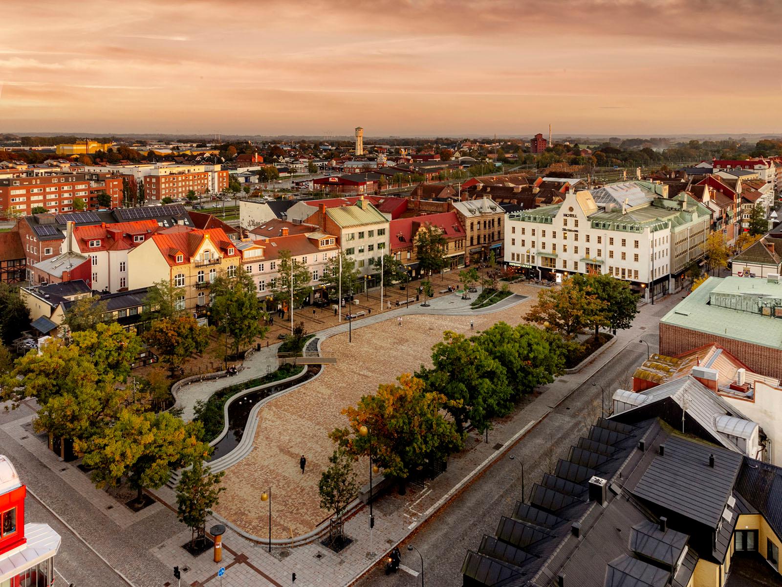 Stora torg i Eslöv. Foto: Werner Nystrand.